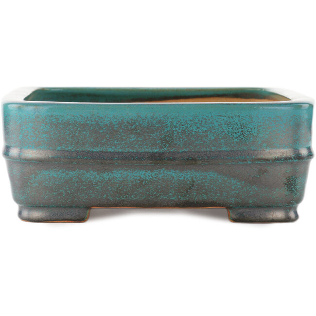 Maceta rectangular turquesa para bonsái de Reiho - 380 x 270 x 100 mm
