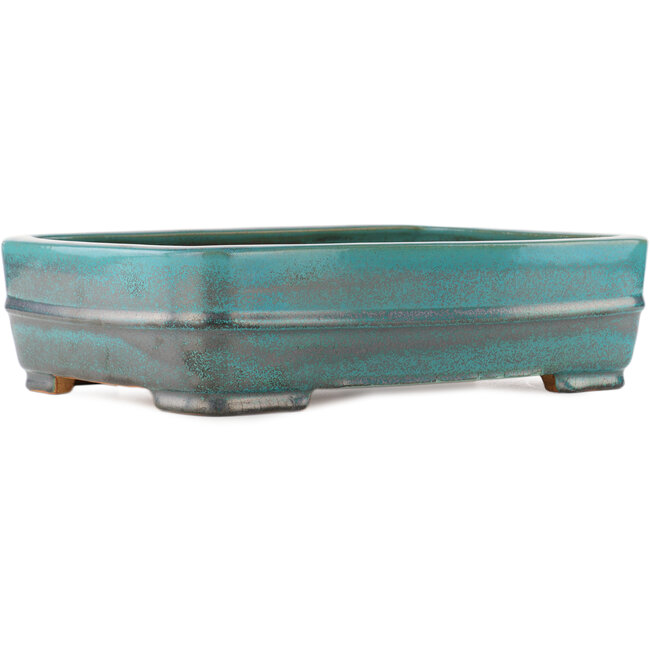 Rechthoekige turquoise bonsai pot van Reiho - 380 x 270 x 100 mm