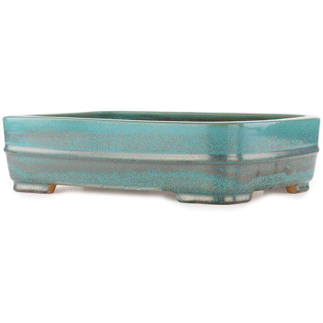 Vaso bonsai rettangolare turchese di Reiho - 380 x 270 x 100 mm