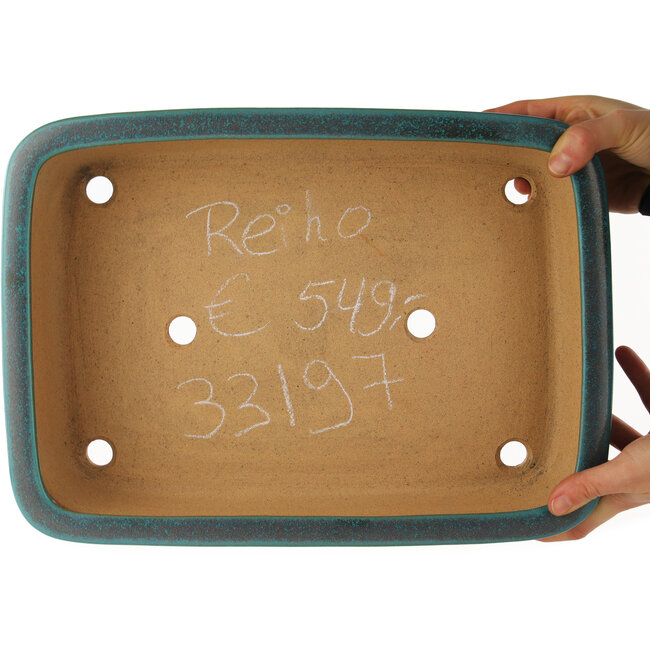 Rechthoekige turquoise bonsai pot van Reiho - 380 x 270 x 100 mm