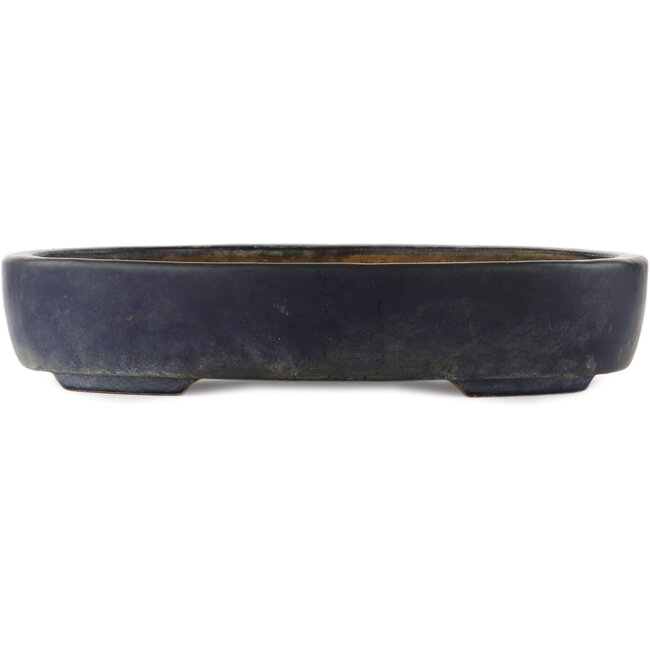 Oval blue bonsai pot by Hattori - 365 x 275 x 70 mm