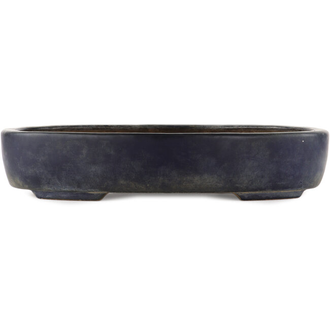 Oval blue bonsai pot by Hattori - 365 x 275 x 70 mm