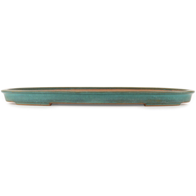 Oval turquoise bonsai pot by Reiho - 500 x 360 x 35 mm