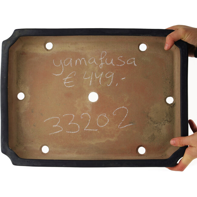 Rectangular blue bonsai pot by Yamafusa - 405 x 300 x 65 mm