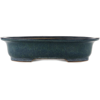 Reihou (Bonsai Matsushita Hiroyuki or Mr.MATSUSHITA Reiji    Master) 410 mm oval blue bonsai pot by Reiho, Tokoname, Japan