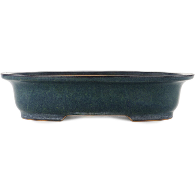 Oval blue bonsai pot by Reiho - 410 x 325 x 90 mm