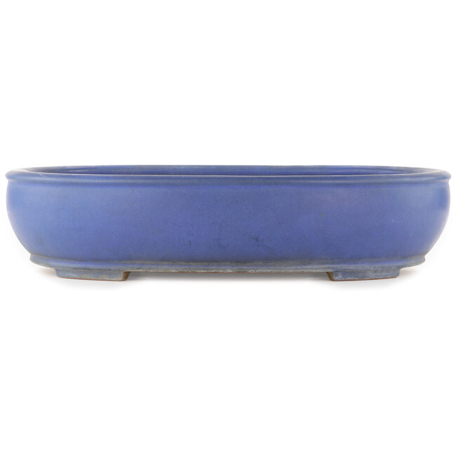 Oval blue bonsai pot by Reiho - 440 x 350 x 90 mm