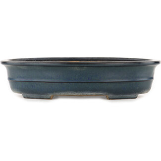 Yamafusa - Takehiko Koie 370 mm oval blue bonsai pot by Yamafusa, Tokoname, Japan