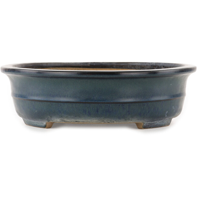 Pot à bonsaï ovale bleu de Yamafusa - 370 x 290 x 80 mm