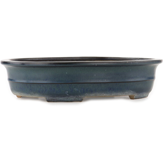 Oval blue bonsai pot by Yamafusa - 370 x 290 x 80 mm