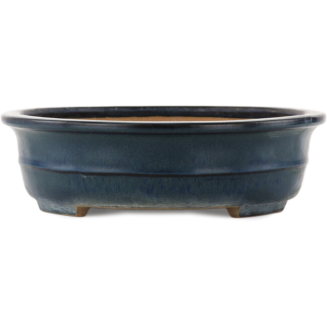 Ovale blauwe bonsai pot van Yamafusa - 370 x 290 x 80 mm