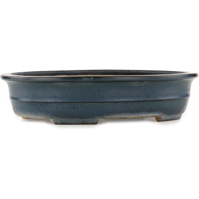 Ovale blauwe bonsai pot van Yamafusa - 370 x 290 x 80 mm