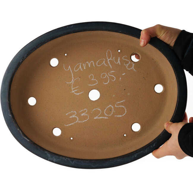 Ovaler blauer Bonsai-Topf von Yamafusa - 370 x 290 x 80 mm