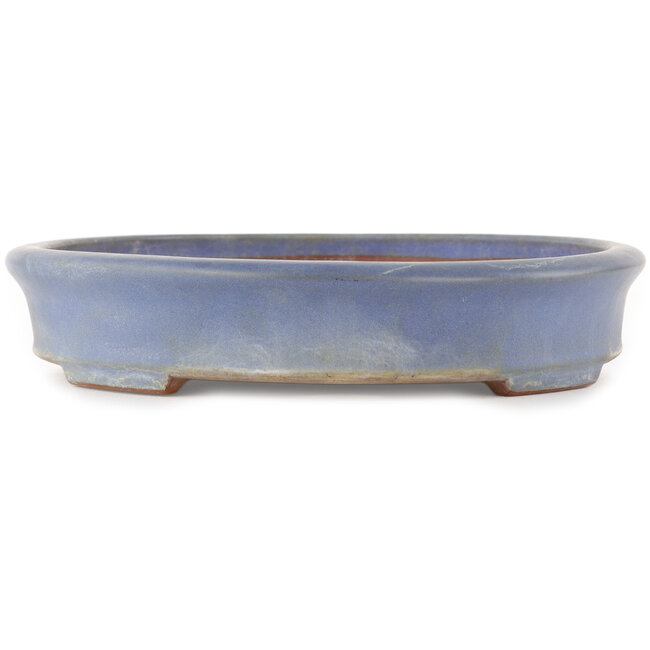 Pot à bonsaï ovale bleu de Yamafusa - 345 x 275 x 55 mm