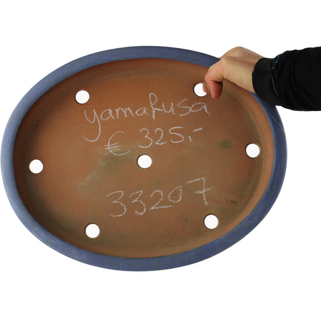 Vaso bonsai ovale blu di Yamafusa - 345 x 275 x 55 mm