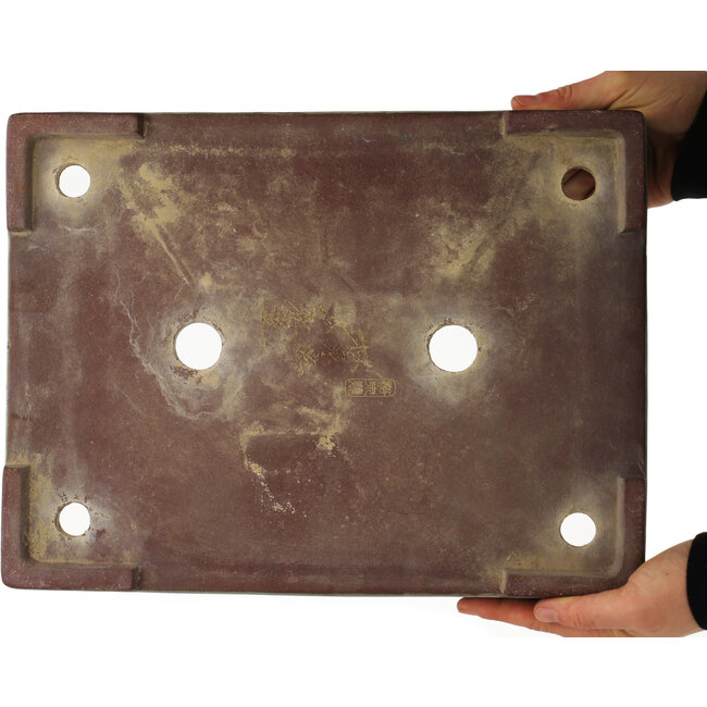 Maceta rectangular azul para bonsái de Yamafusa - 335 x 255 x 70 mm