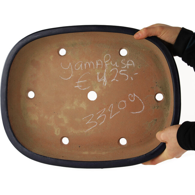 Maceta rectangular azul para bonsái de Yamafusa - 400 x 310 x 80 mm