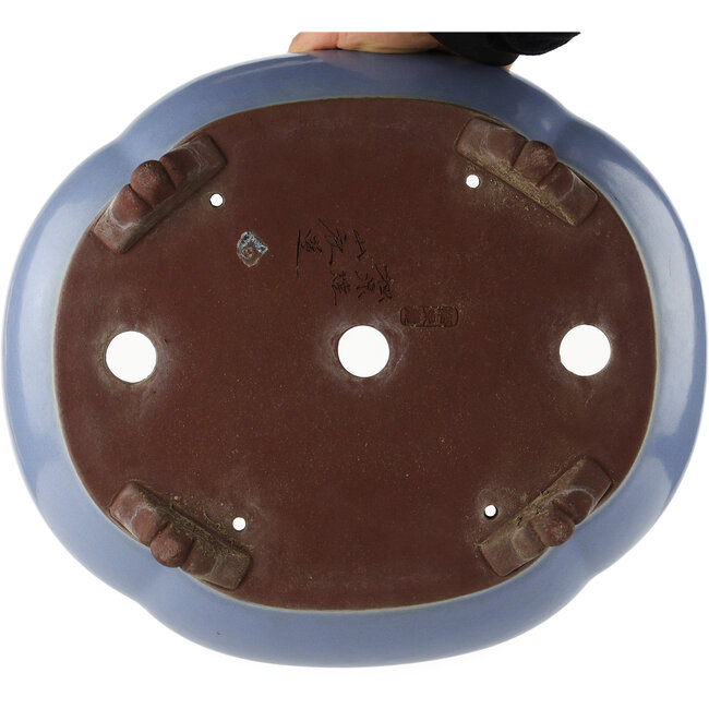 Maceta ovalada azul para bonsái de Yamaaki - 335 x 290 x 90 mm