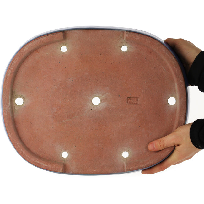 Ovaler blauer Bonsai-Topf von Reiho - 375 x 295 x 60 mm