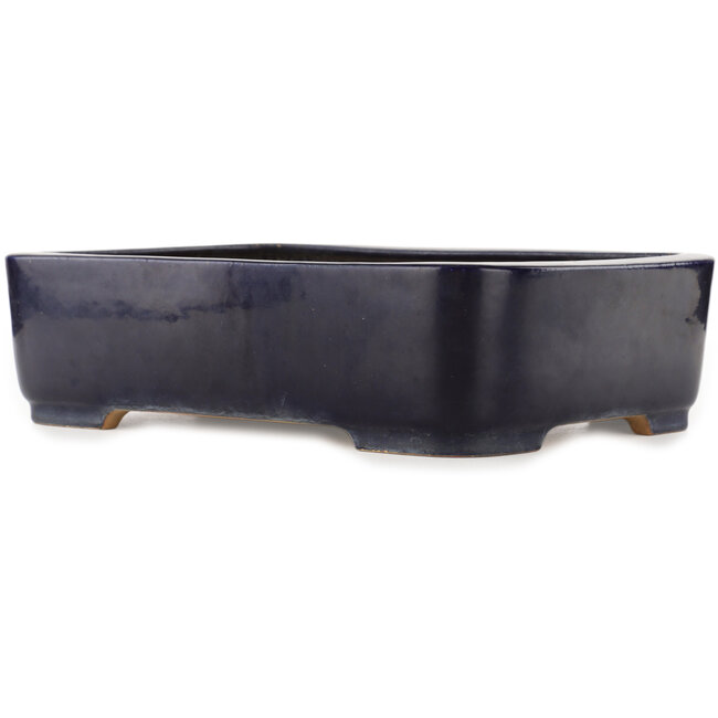Pot à bonsaï rectangulaire bleu de Reiho - 420 x 290 x 105 mm
