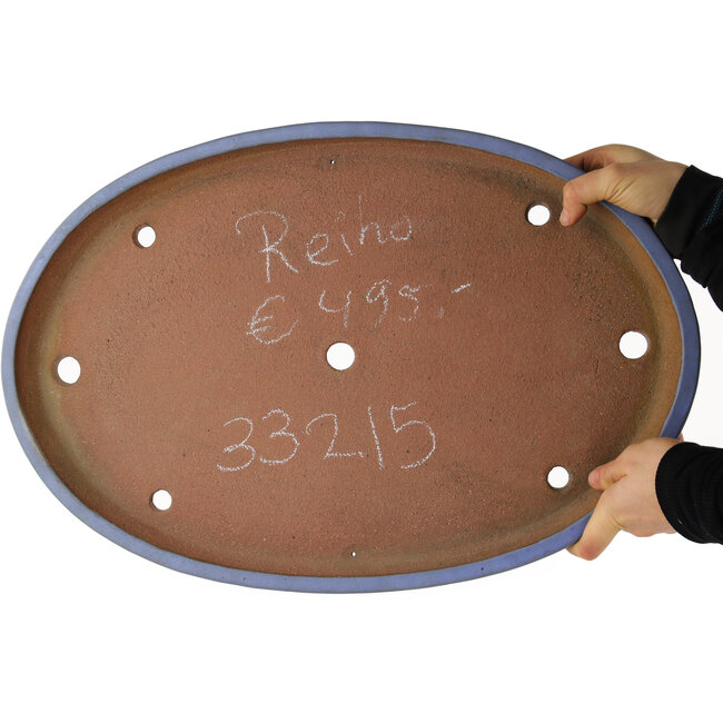 Pot à bonsaï ovale bleu de Reiho - 495 x 330 x 50 mm