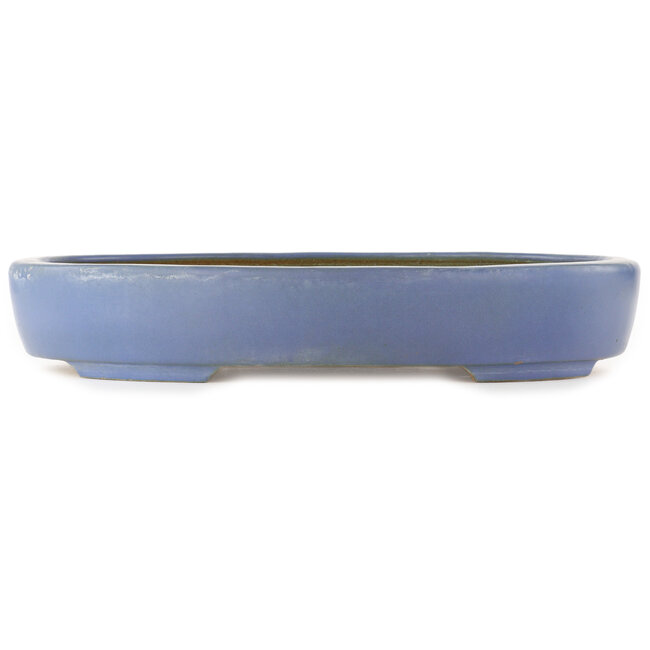 Oval blue bonsai pot by Hattori - 435 x 320 x 70 mm