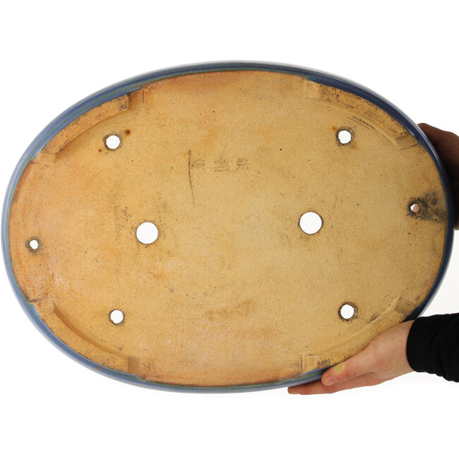 Maceta ovalada azul para bonsái de Hattori - 435 x 320 x 70 mm