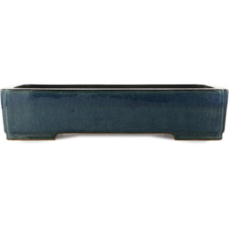 Reihou (Bonsai Matsushita Hiroyuki or Mr.MATSUSHITA Reiji    Master) 460 mm rectangular blue bonsai pot by Reiho, Tokoname, Japan