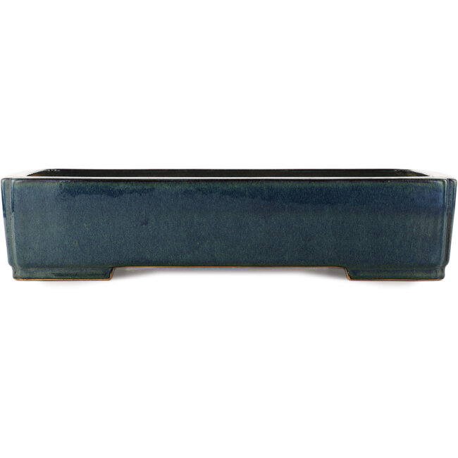 Pot à bonsaï rectangulaire bleu de Reiho - 460 x 325 x 100 mm