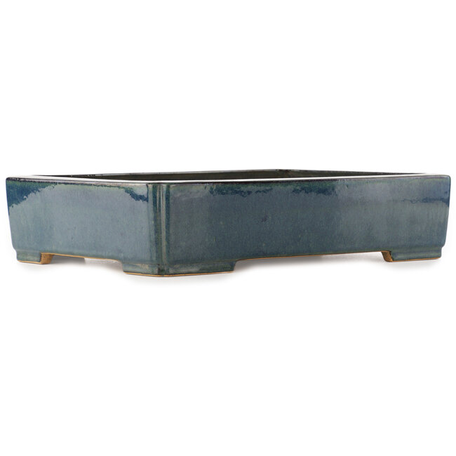 Pot à bonsaï rectangulaire bleu de Reiho - 460 x 325 x 100 mm