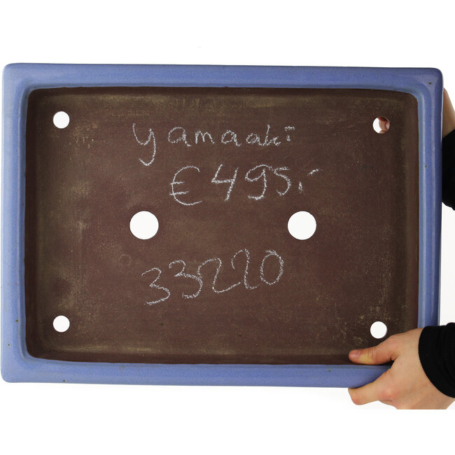 Pot à bonsaï rectangulaire bleu de Yamaaki - 440 x 320 x 65 mm
