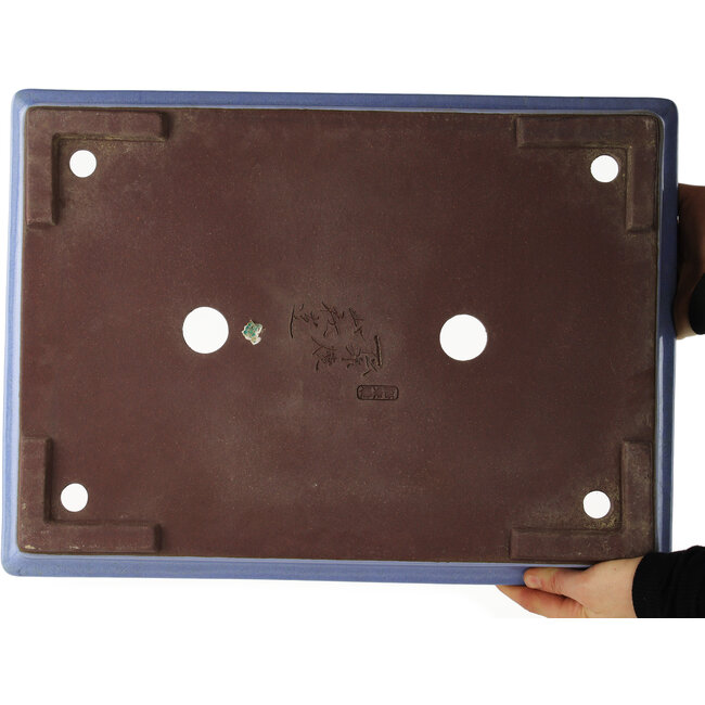 Maceta rectangular azul para bonsái de Yamaaki - 440 x 320 x 65 mm