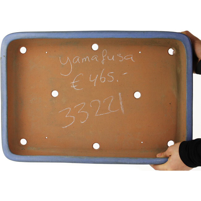 Rectangular blue bonsai pot by Yamafusa - 465 x 325 x 70 mm