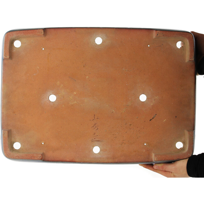 Pot à bonsaï rectangulaire bleu de Yamafusa - 465 x 325 x 70 mm