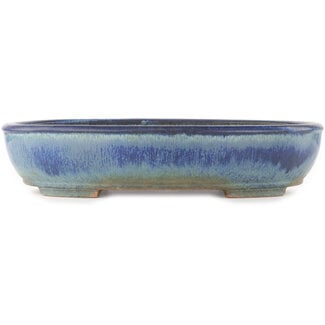 Yamafusa - Takehiko Koie 465 mm oval blue bonsai pot by Yamafusa, Tokoname, Japan