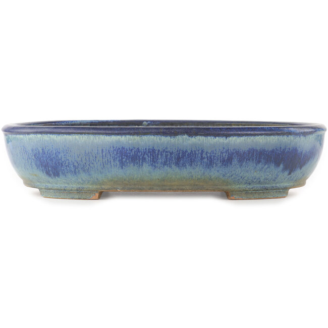 Oval blue bonsai pot by Yamafusa - 465 x 350 x 95 mm