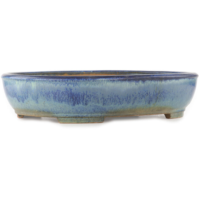 Maceta ovalada azul para bonsái de Yamafusa - 465 x 350 x 95 mm