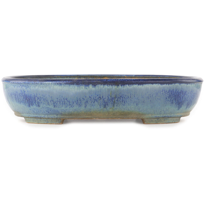 Ovale blauwe bonsai pot van Yamafusa - 465 x 350 x 95 mm