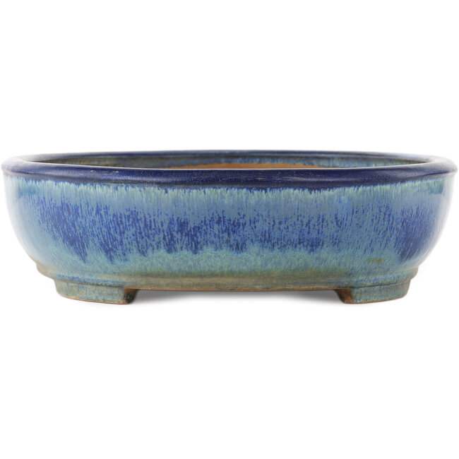 Ovale blauwe bonsai pot van Yamafusa - 465 x 350 x 95 mm