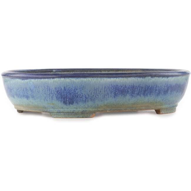 Pot à bonsaï ovale bleu de Yamafusa - 465 x 350 x 95 mm