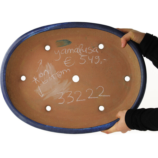 Maceta ovalada azul para bonsái de Yamafusa - 465 x 350 x 95 mm
