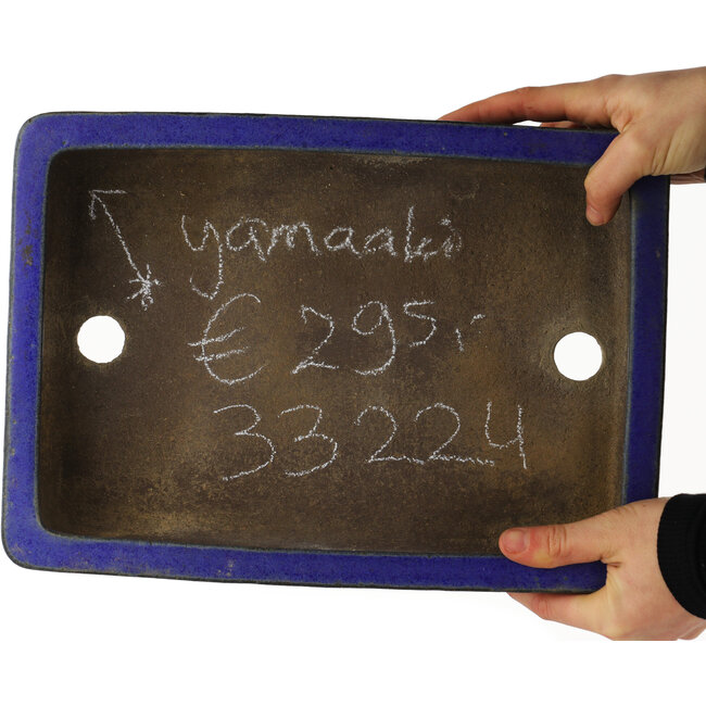 Rechthoekige blauwe bonsai pot van Yamaaki - 325 x 230 x 70 mm