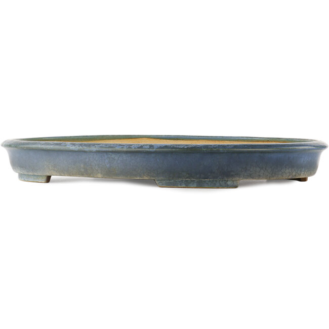 Pot à bonsaï ovale bleu par Hattori - 490 x 360 x 55 mm