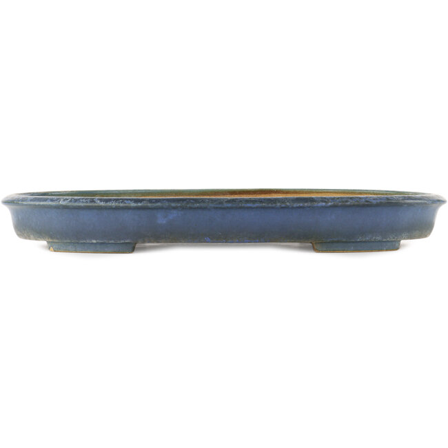 Pot à bonsaï ovale bleu par Hattori - 490 x 360 x 55 mm