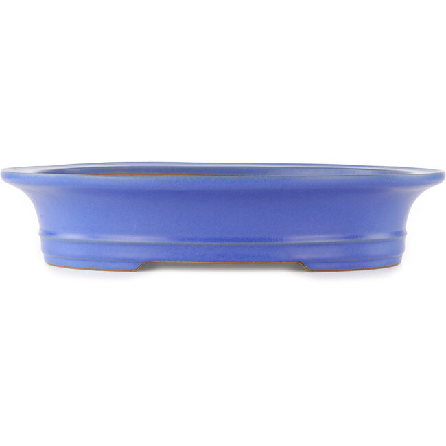 Oval blue bonsai pot by Reiho - 435 x 360 x 85 mm