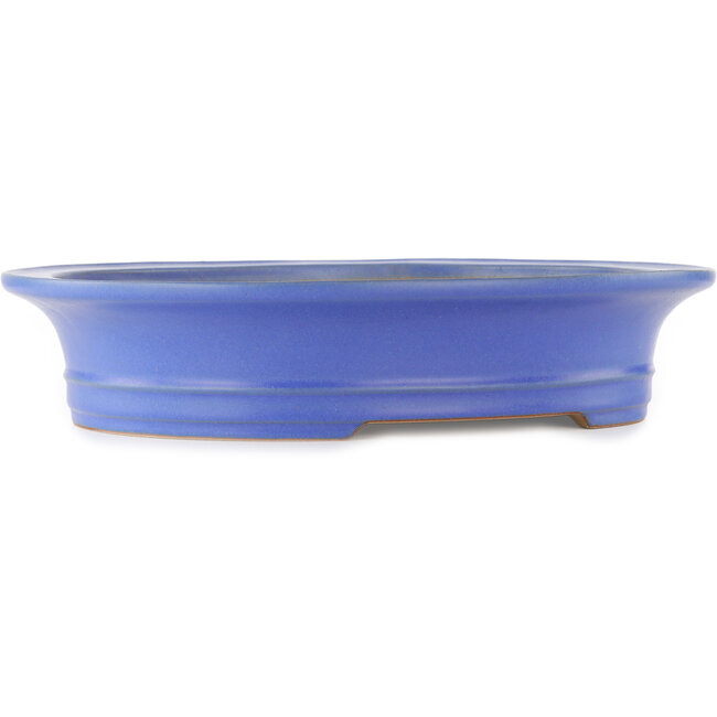 Oval blue bonsai pot by Reiho - 435 x 360 x 85 mm