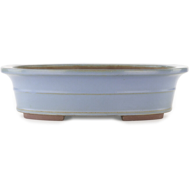 Pot à bonsaï ovale bleu de Yamaaki - 450 x 360 x 120 mm