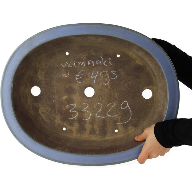 Oval blue bonsai pot by Yamaaki - 450 x 360 x 120 mm