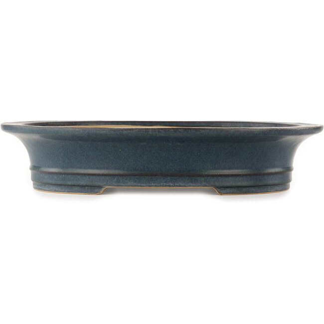 Oval blue bonsai pot by Reiho - 505 x 410 x 100 mm