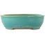 Oval turquoise bonsai pot by Ikkou - 370 x 300 x 80 mm